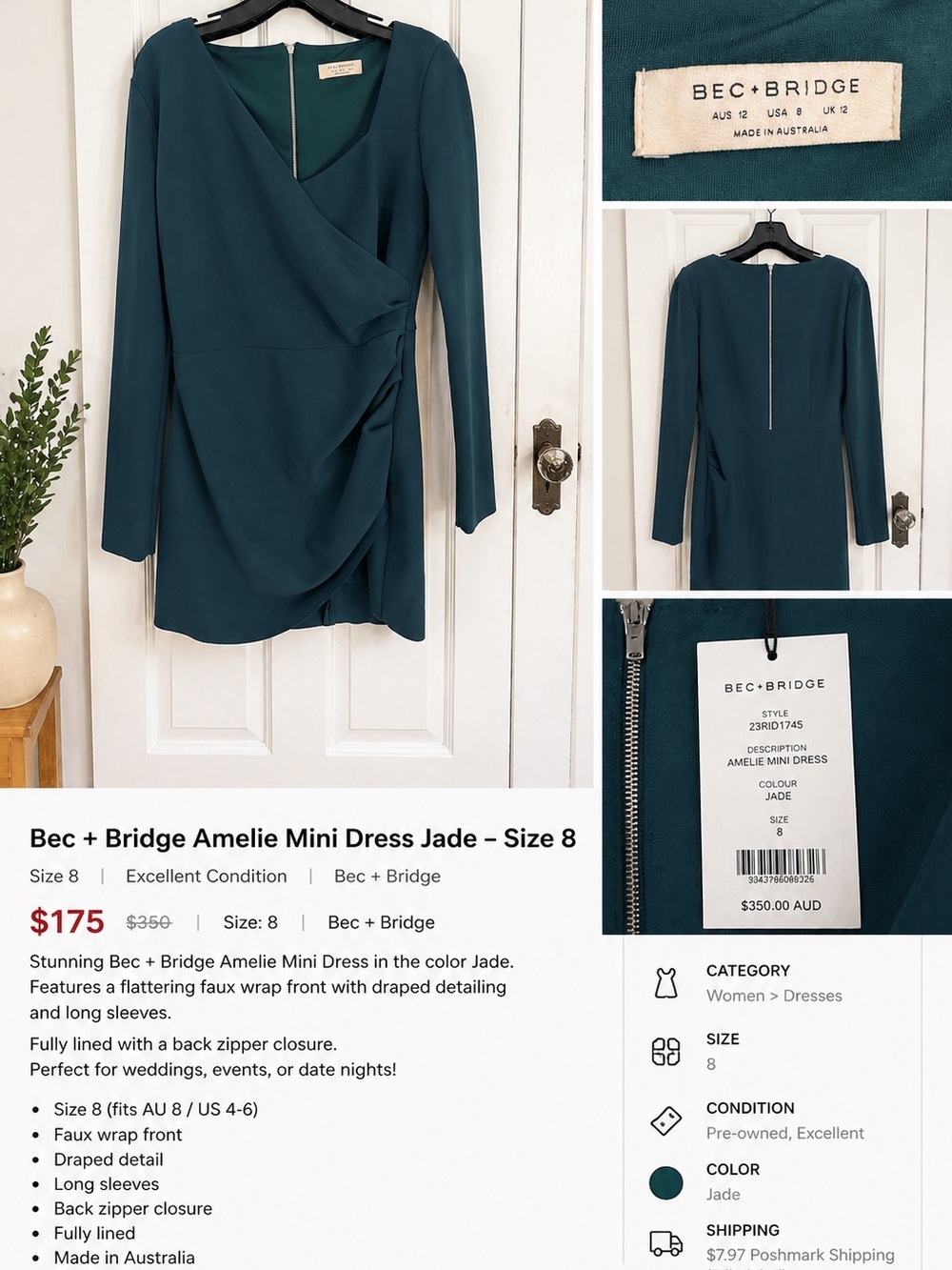 bec + bridge Jade Faux Wrap Mini Dress